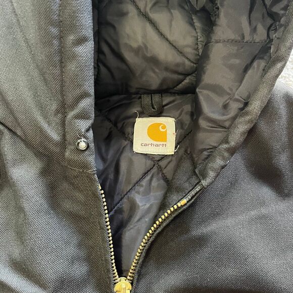 Carhartt J133 Insulated Jacket Full Zip Quilted Hooded Black Mens Size XL - Picture 4 of 8